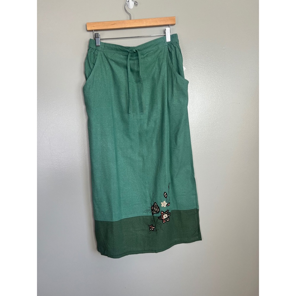 Vintage embroidered‎ floral midi maxi silk  skirt bohemian boho bohemianstyle